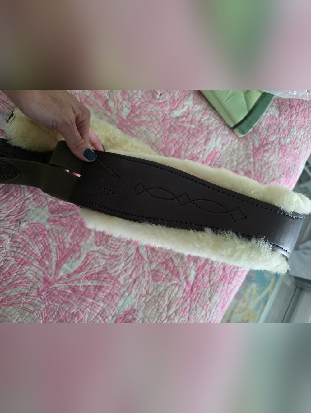 100% Sheepskin Brown Leather Jump Girth- 48in New